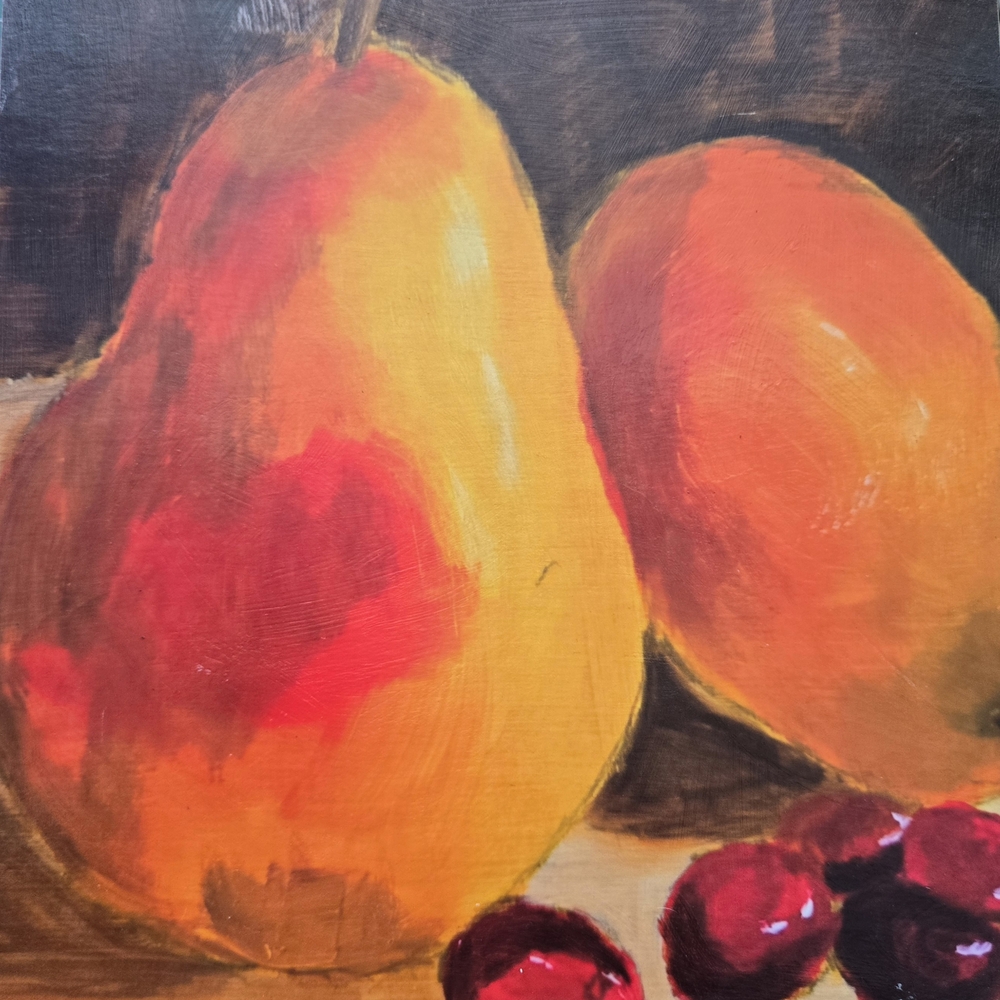 Still Life Pears Wall Art - Yellow and Red Home Art